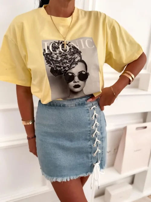 T-shirt damski oversize ICONIC z nadrukiem